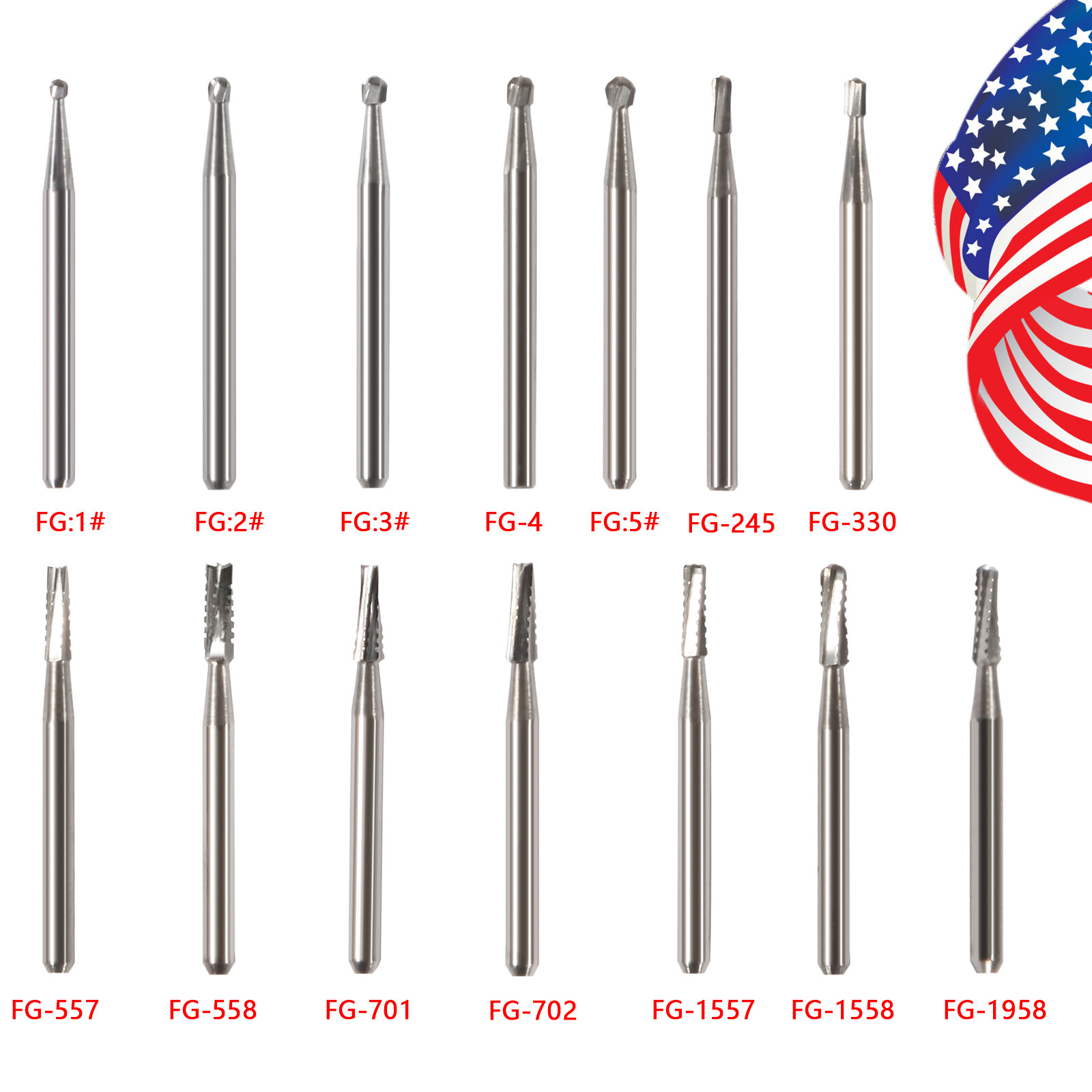 10-100pcs Dental Round Tungsten Carbide FG Bur For High Speed Handpiece