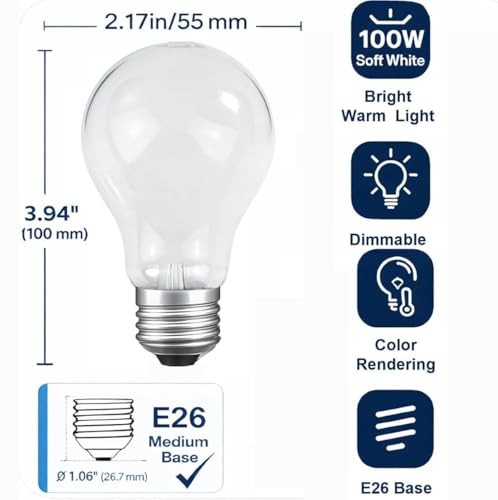 75 Watt Incandescent Light Bulbs, A19 Frosted Incandescent Rough Service Light