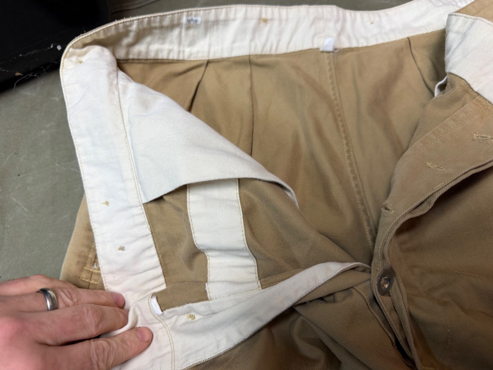 WWII BRITISH ARMY SUMMER KHAKI DRILL FIELD TROUSERS-SIZE XLARGE