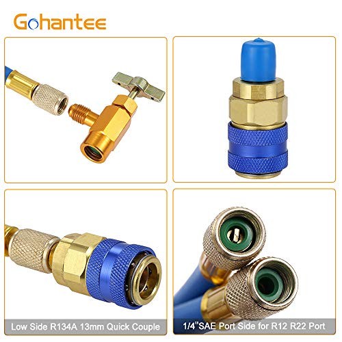 R134a Recharge Hose Kit with Gauge, 59'' AC Refrigerant Recharging Hose