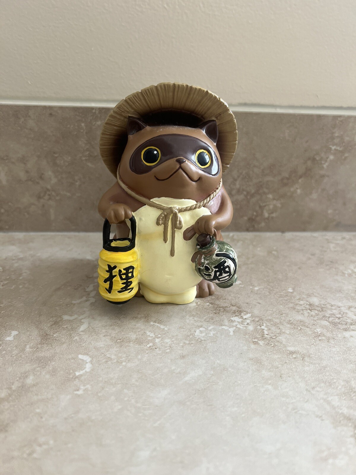 Auspicious Japanese Tanzkui Raccoon Dog With Lantern And Sake Figure