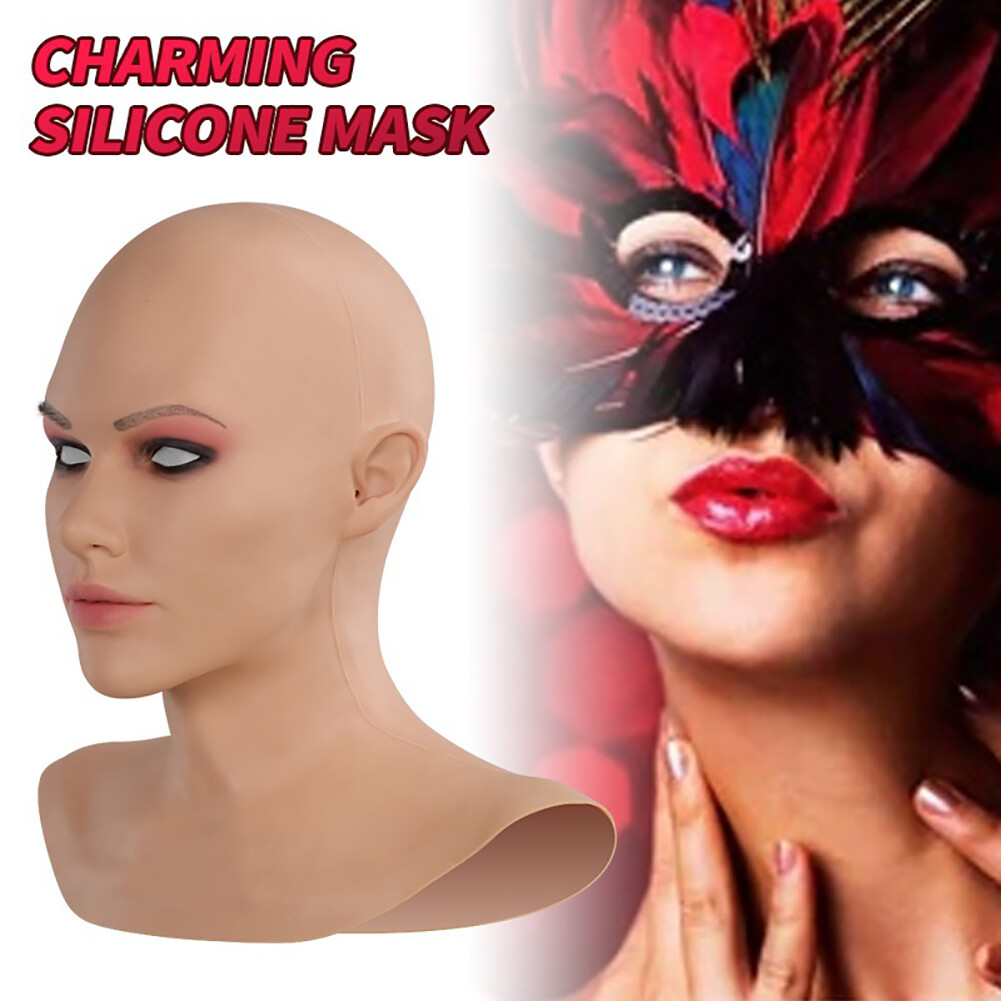 Silicone Female Mask Headwear Full Head Mask For Crossdresser Halloween Trans