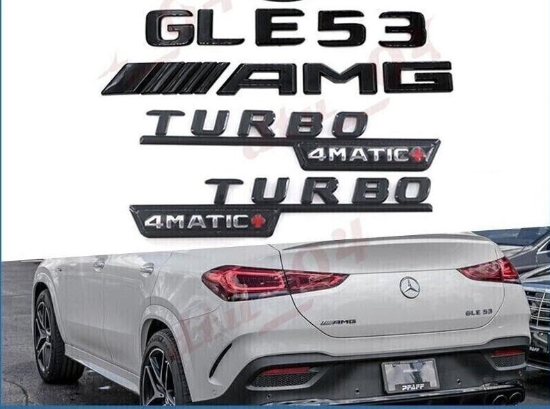 GLE53 COUPE AMG TURBO 4MATIC+ Rear Emblem glossy Black Badge Set for Mercedes