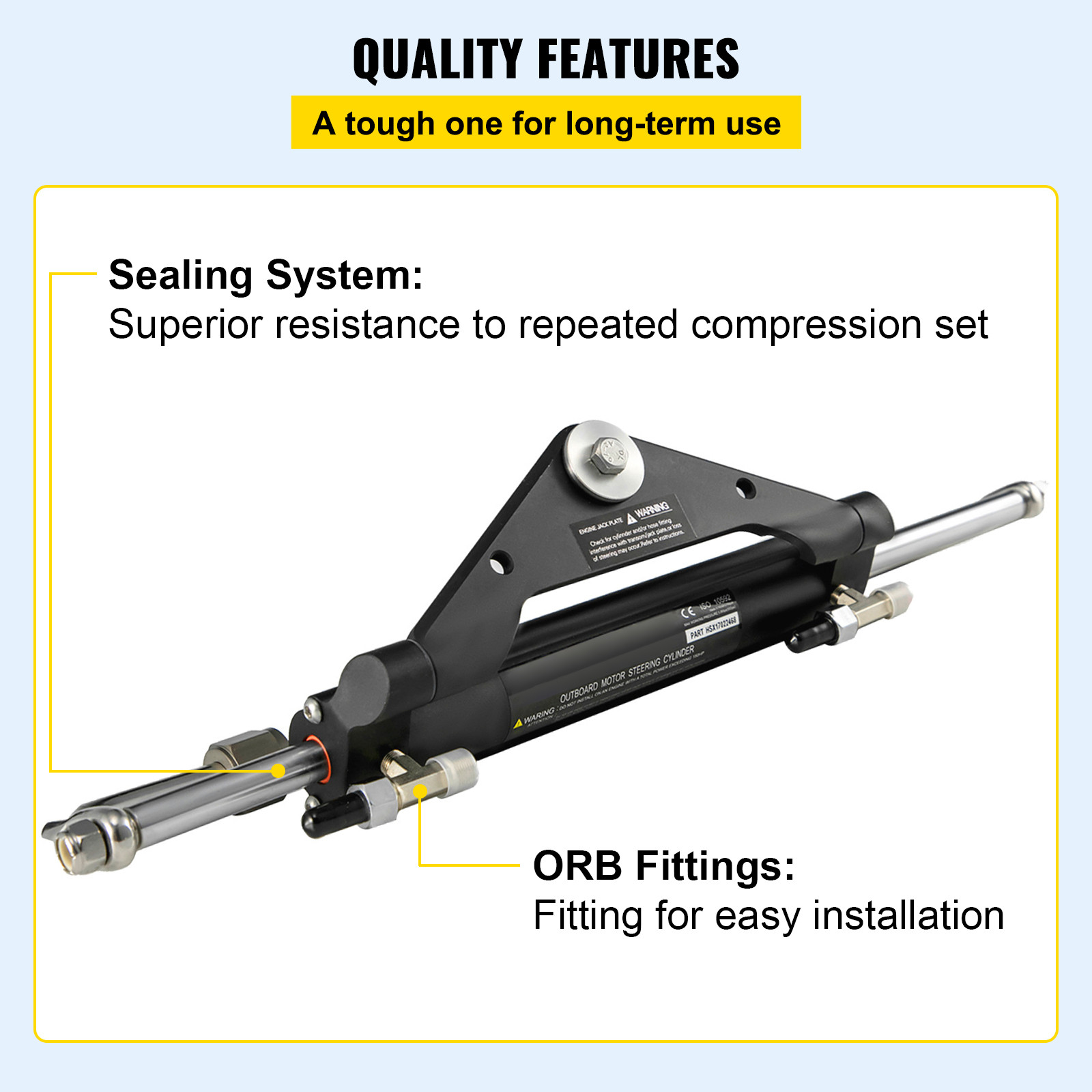 HC4645H Front Mount Hydraulic Outboard Steering Cylinder Ram Up To 150HP
