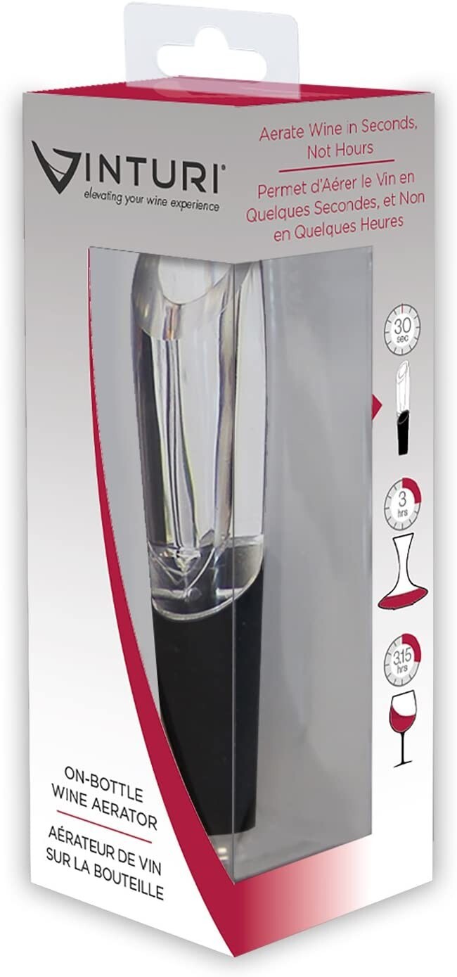Vinturi On-Bottle Aerator for Red and White Wines, 1, Black