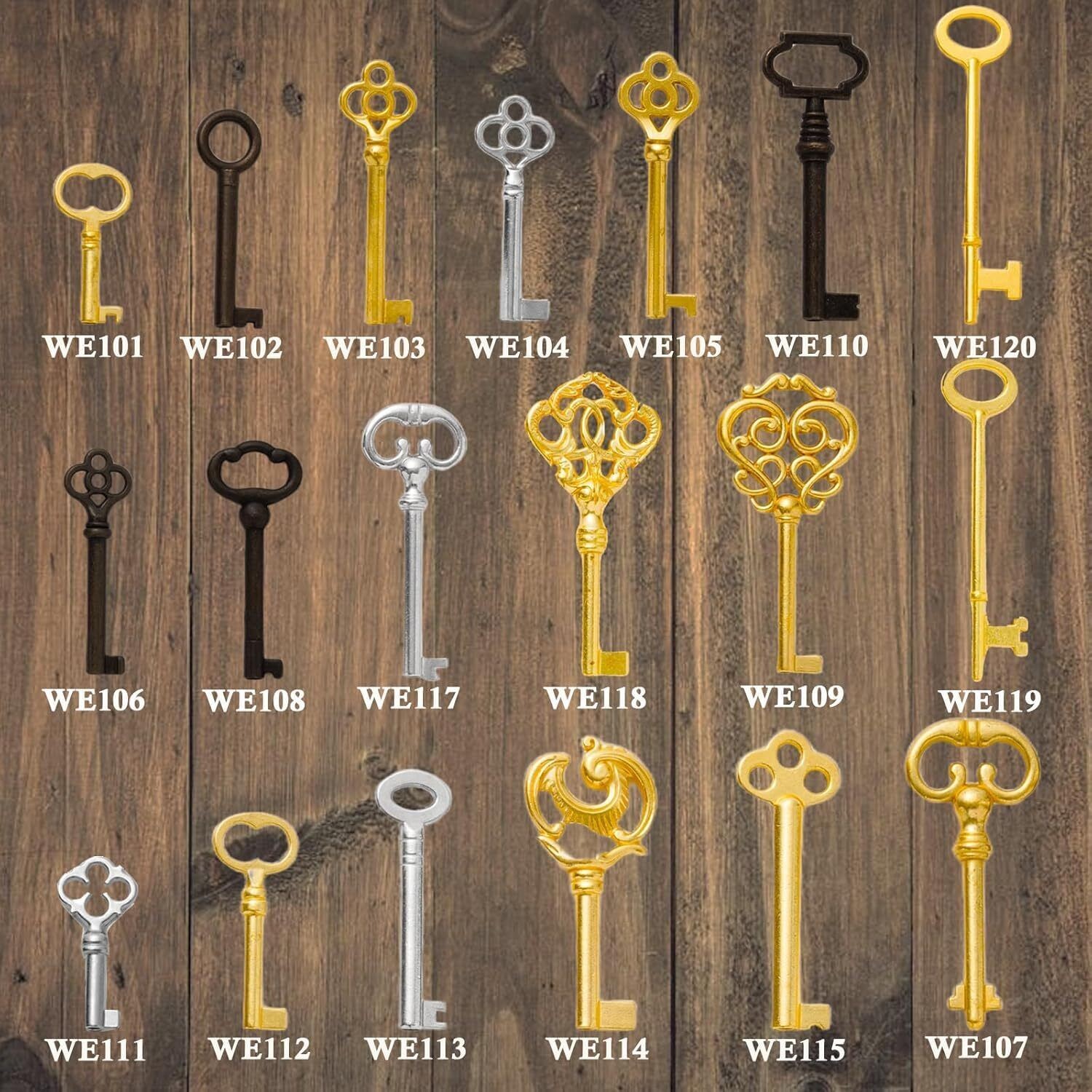 19PC Universal Skeleton Keys Replacement for Vintage Furniture Old Style Cabine.