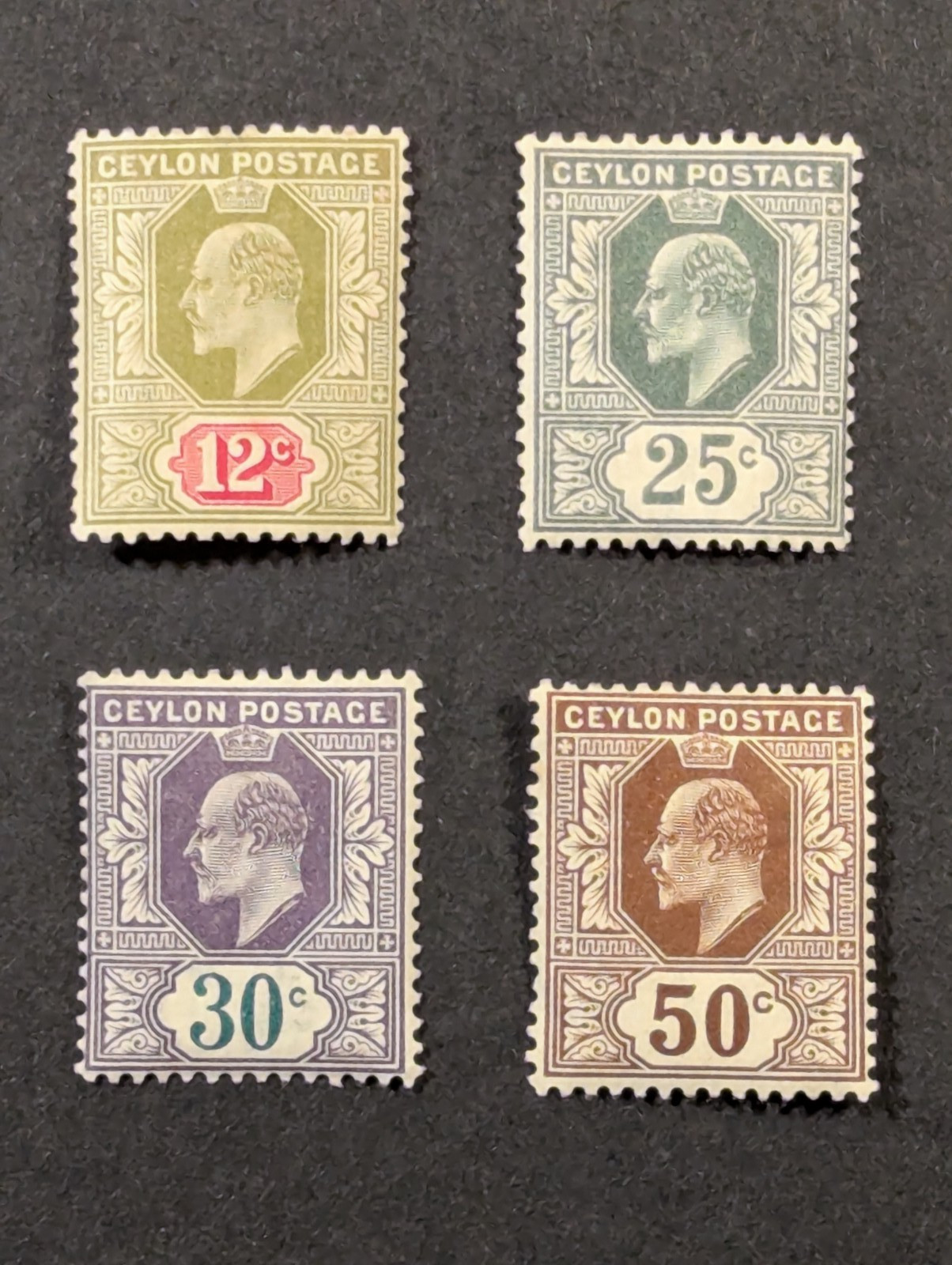 CEYLON 1903-1910 King Edward VII Sc#171,173,174,187,189,190 MVLHOG - CLEAN SET!