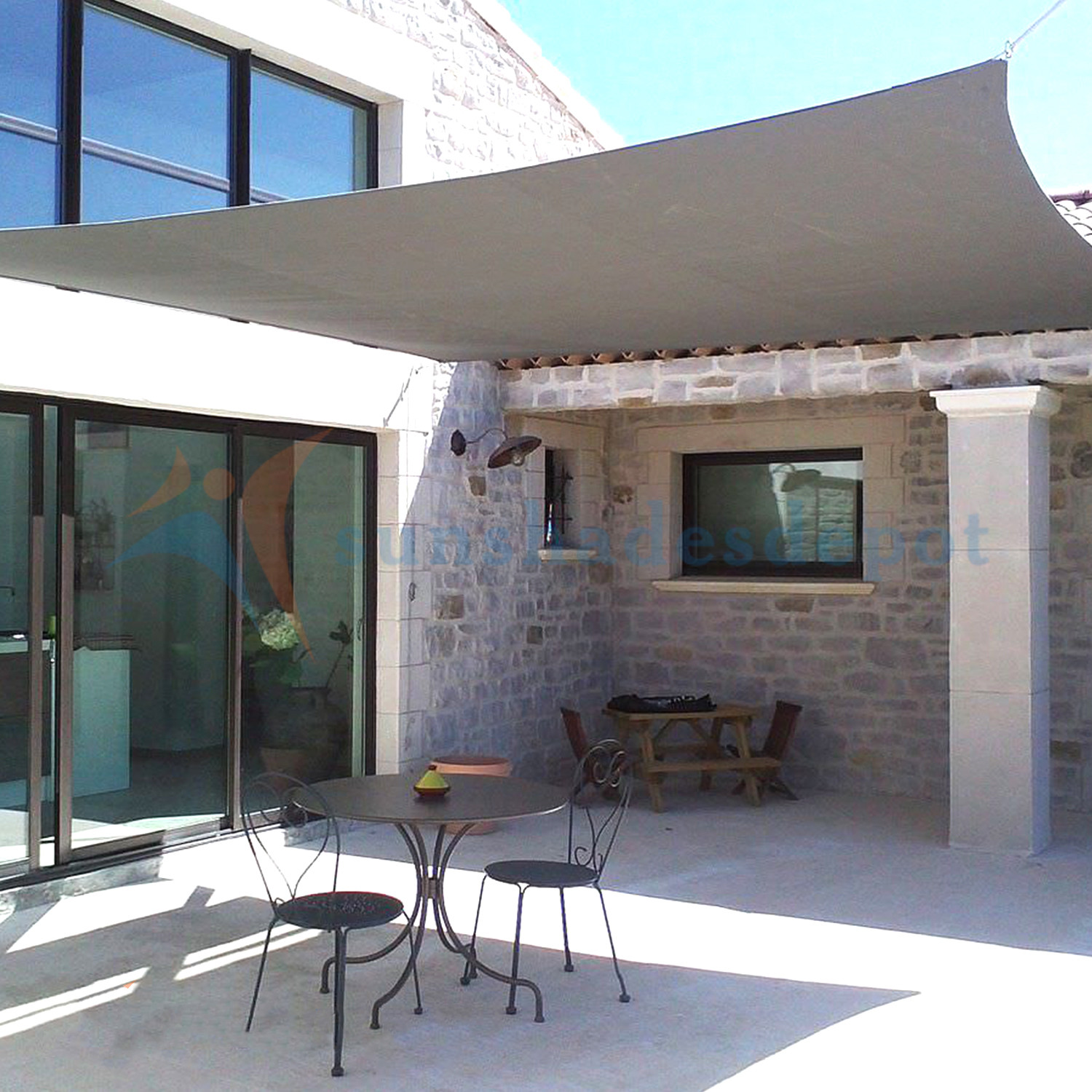 Sun Shade Sail Rectangle Triangle Gray Curved Canopy Cover Garden Pool Yard