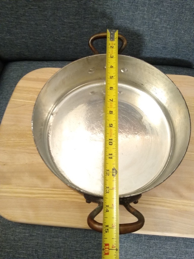 Incredible Large Hammered French Copper Rondeau Pot & Lid (Mauviel?) 2.5mm 28cm