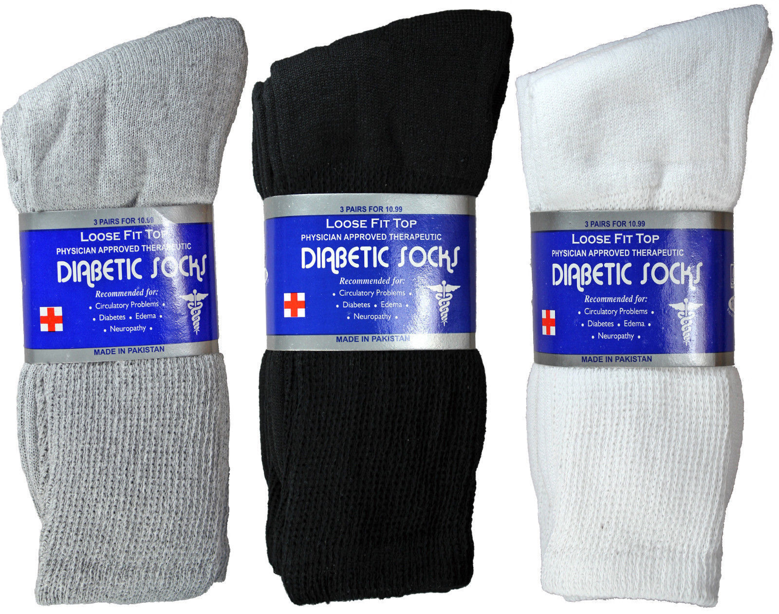 12 Pairs Men's Health Circulatory Diabetic Cotton crew socks 9-11 10-13 13-15