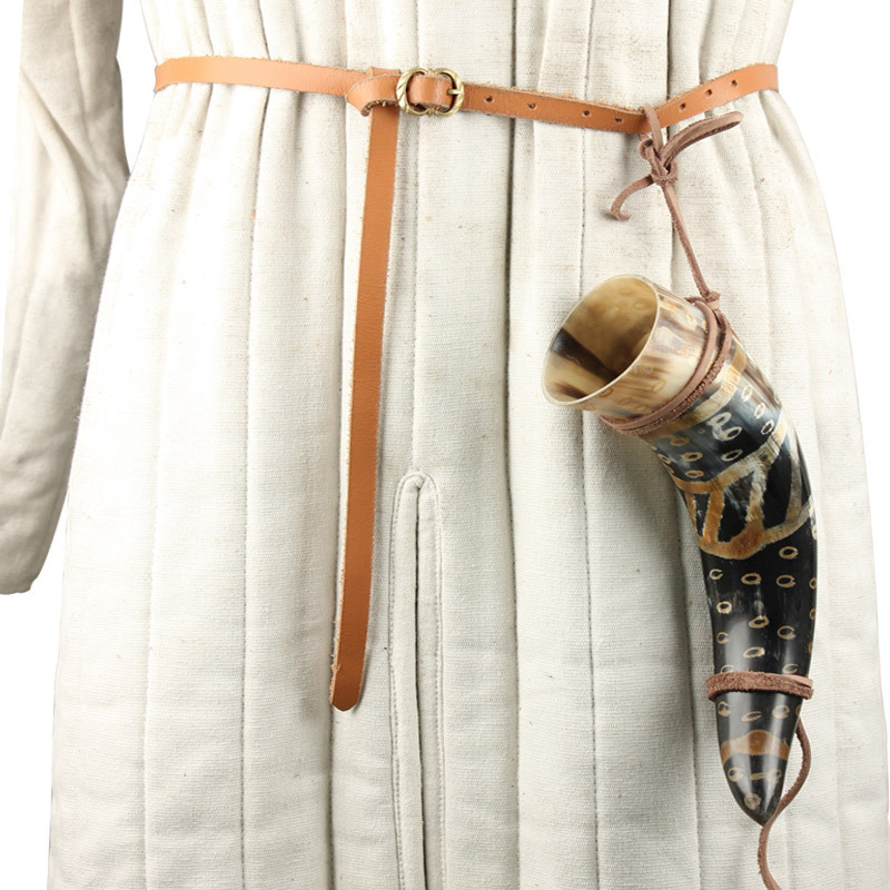 Viking Drinking Horn Norman Leather Holder - Fire Burned Snakeskin Design