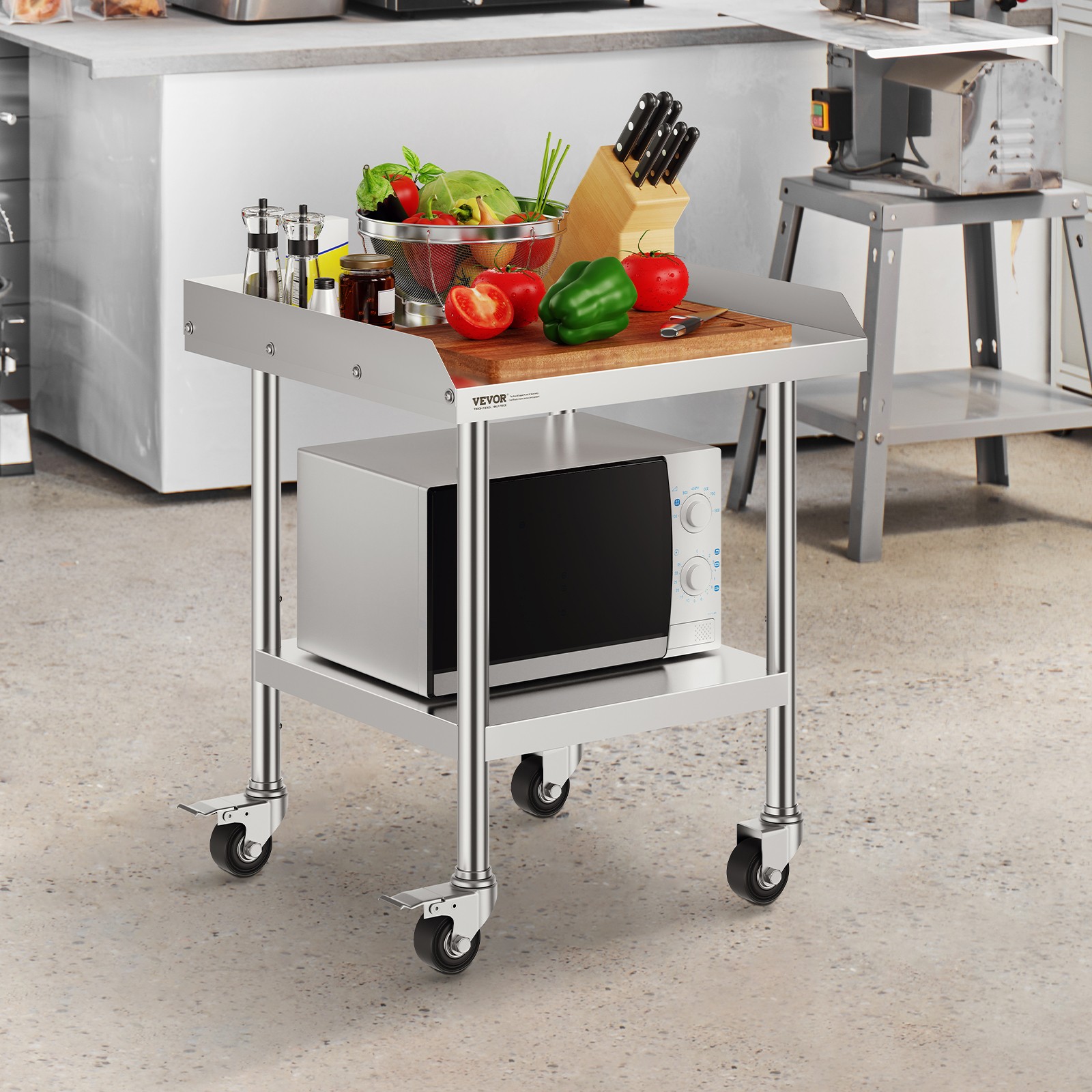 VEVOR Stainless Steel Work Table 24"x24" Commercial Food Prep Table W/ 4 Casters