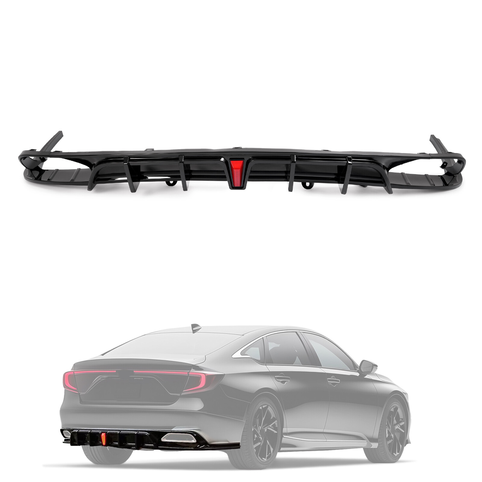 Rear Bumper Diffuser Lip Spoiler & Light For Honda Accord  2018-2022 2019 2021