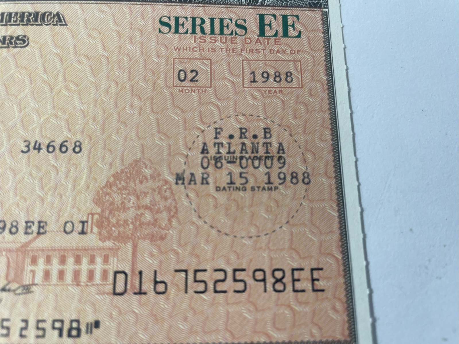 $500 UNITED STATES Savings Bond Series EE 1988 Hamilton Uncirculated Uncashed