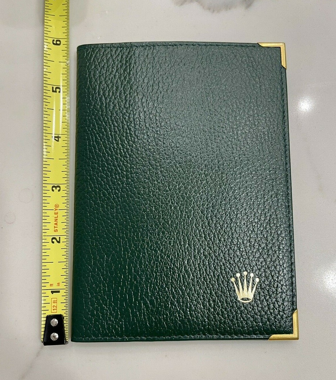 100% Authentic Vintage Rolex Green Leather Card Wallet Passport Holder 68.08.55