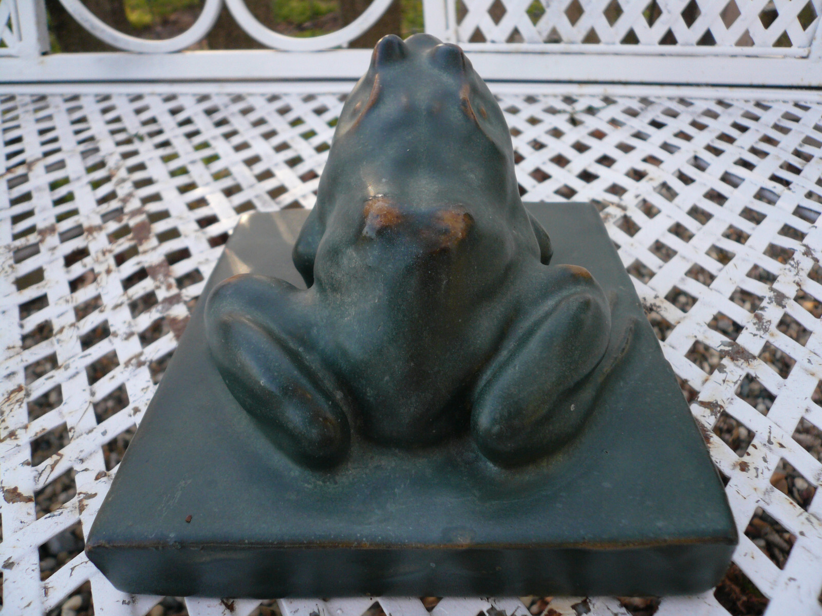 Antique Terra Cotta Garden Frog Fountain Topper Pottery Decor