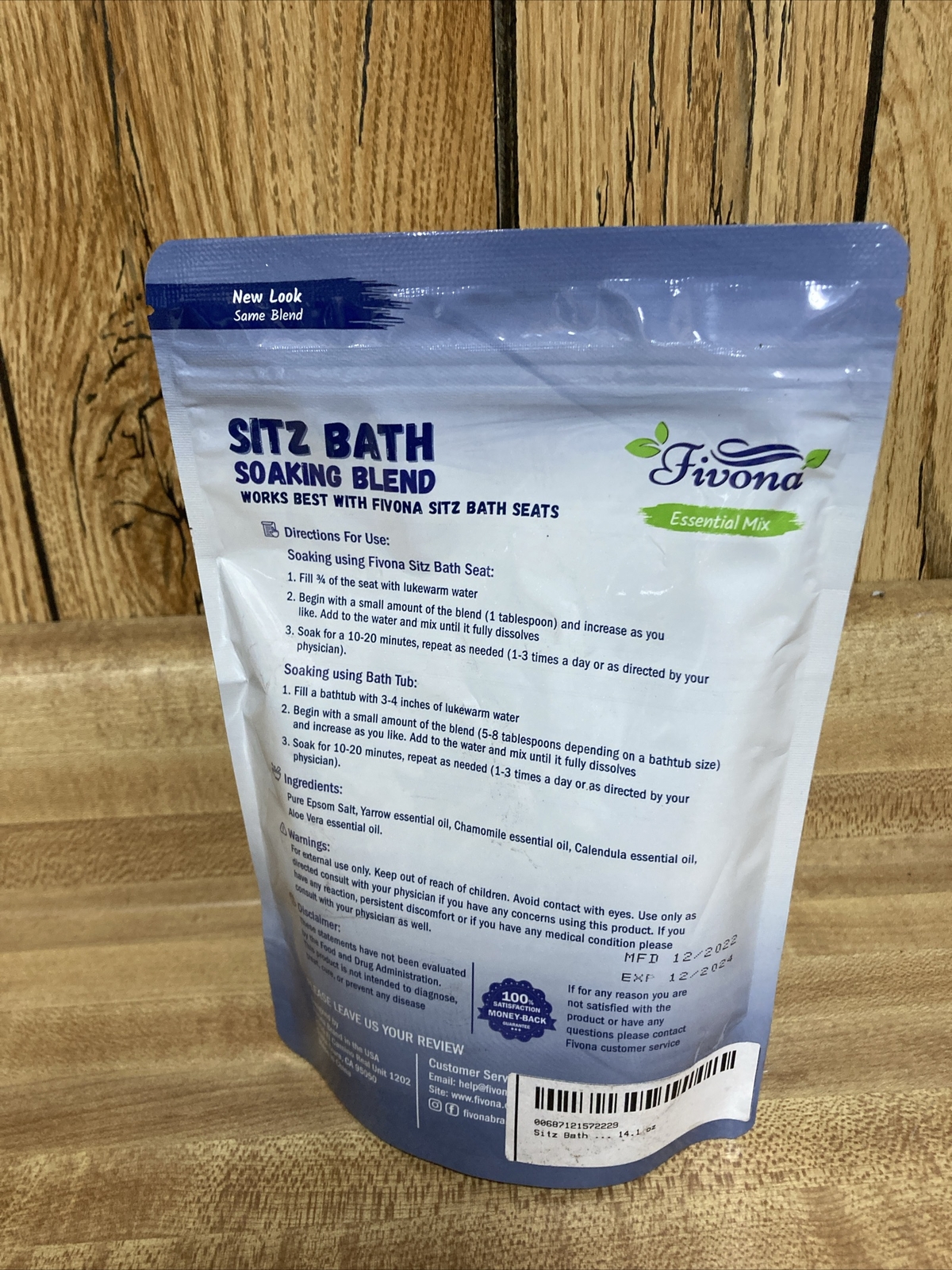 Sitz Bath Soak All Natural Blend of Epsom Salt and Essential Oils Fivona 14.1oz