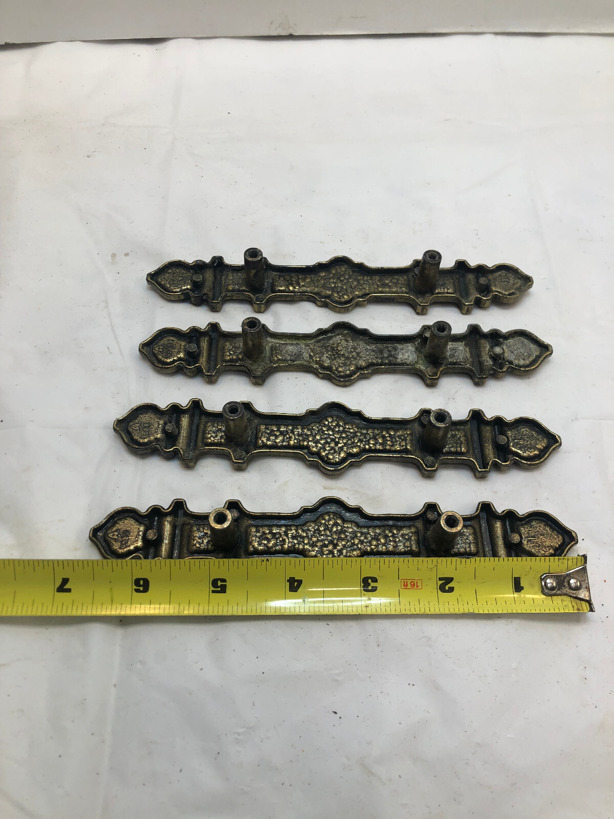 Vintage Cabinet Pulls Drawer Handles Gothic Bronze Metal 6.75", 3" hole centers