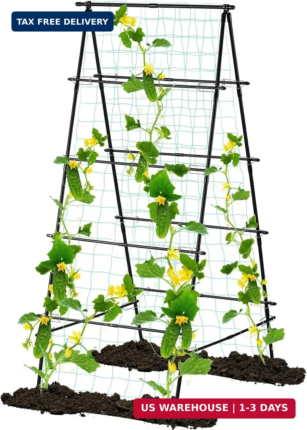 Garden Trellis for Climbing Plants, 71" H x 32" W Metal A-Frame Cucumber Trellis