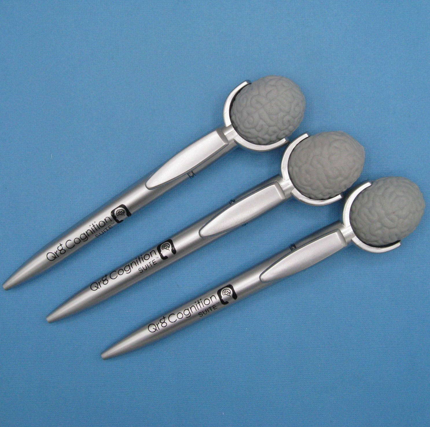 QR8 Cognition Business Drug Rep Lot 3 Pens Squishy Brain Stress Spin Fidget Toy