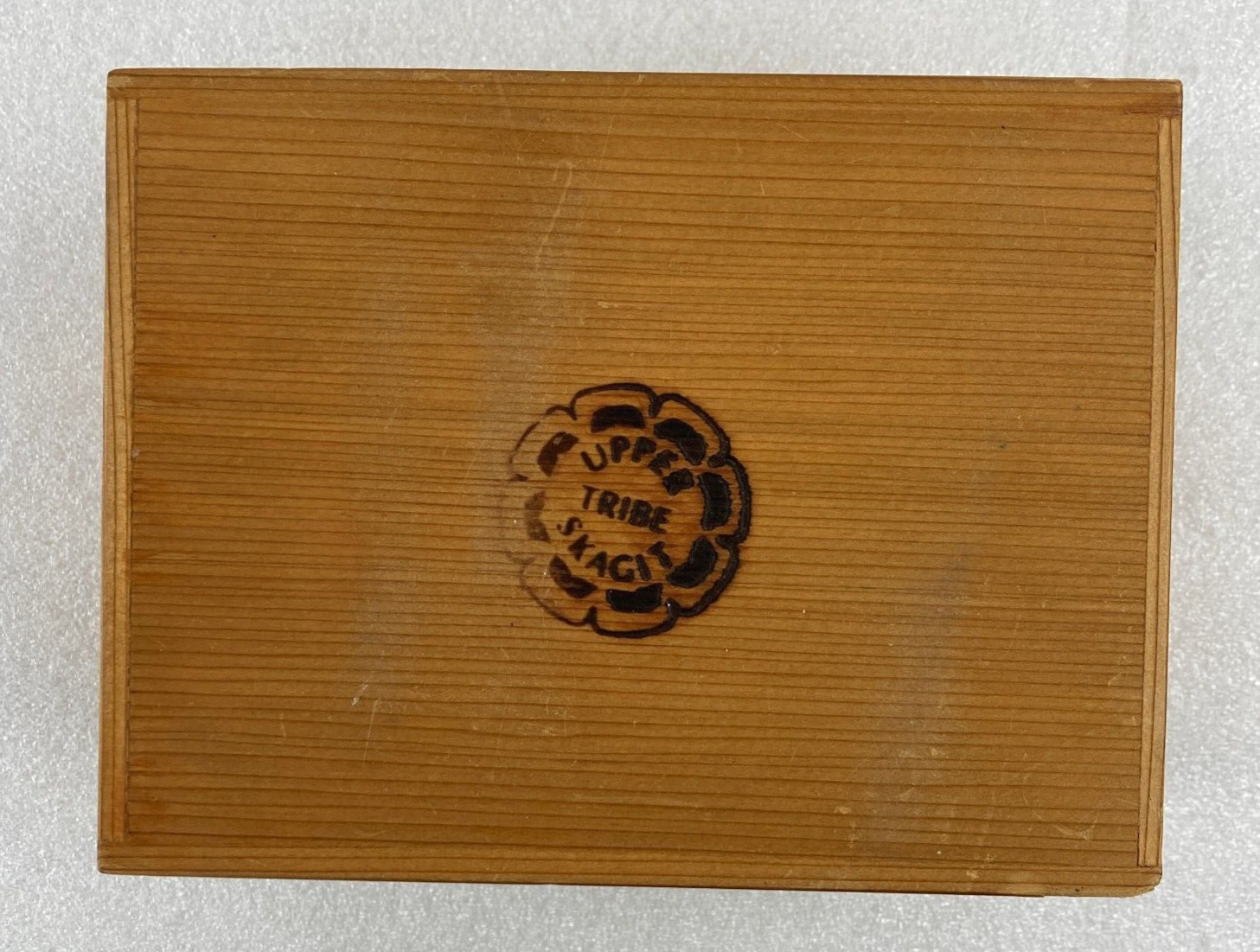 Upper Tribe Skagit SALMON Wooden Trinket Box w Lid P Dunthorne 1988