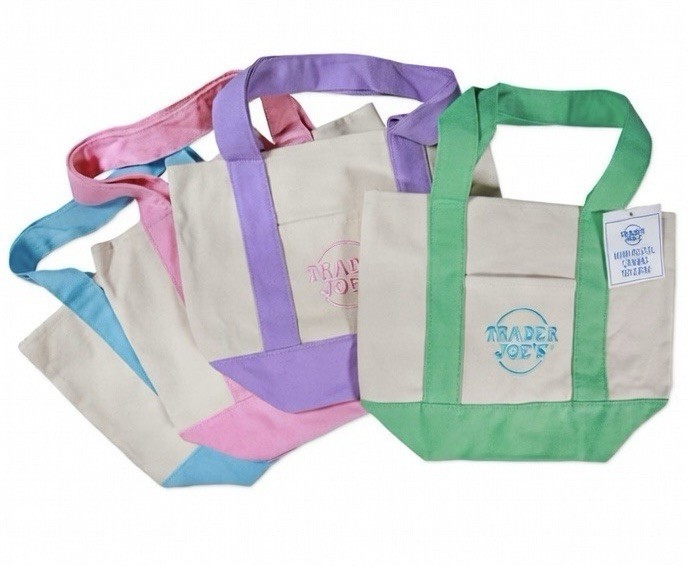 Presale Trader Joe’s mini Pastel canvas reusable tote bags set of 4 2026 Easter