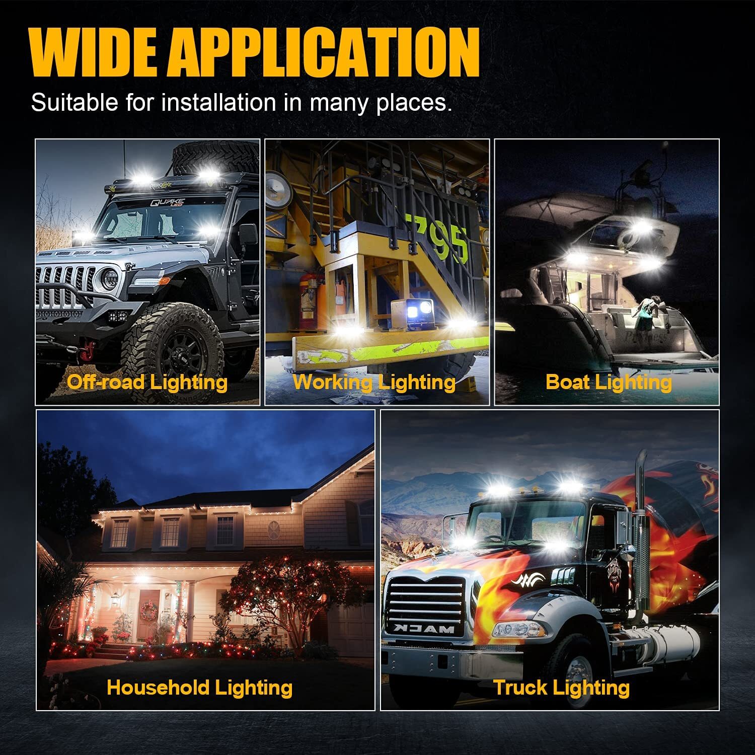 10000Lm Super Bright 6inch Spreader Deck Led Marine Lights (Set of 2) Boat Light