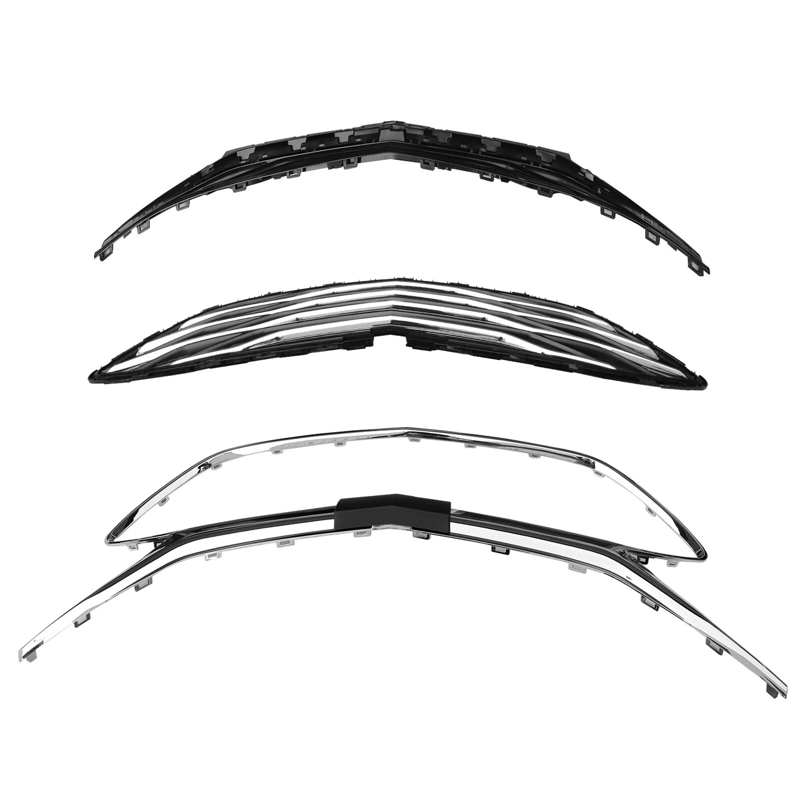 3PCS For 2019-2024 Chevrolet Malibu Chrome Front Upper Lower Grille LSGRCV008B