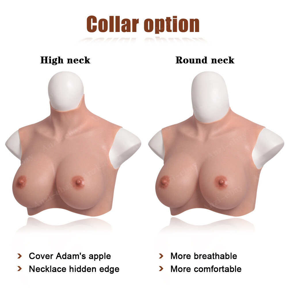 Realistic Silicone Breast Forms Crossdresser Breastplate B-H Cup Fake Boobs Tits