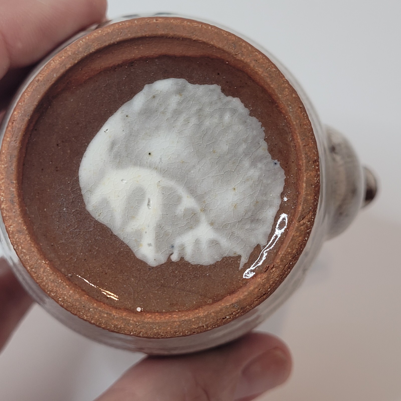 Asian Style Ceramic Saki/Sauce Server/Decor Flower Design Textured Look 4.5"