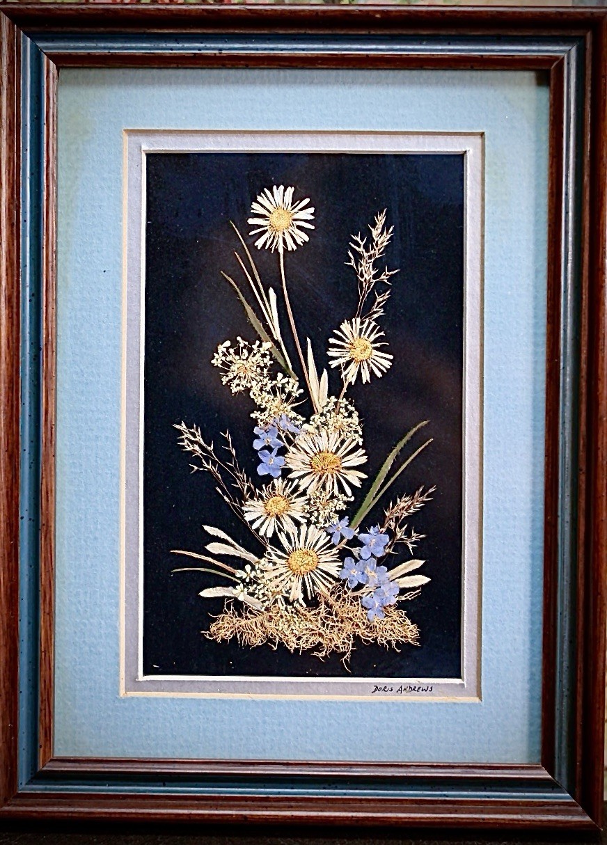 Vintage Pressed Flower Art Lot of 4 Framed Botanical Originals Doris Andrews