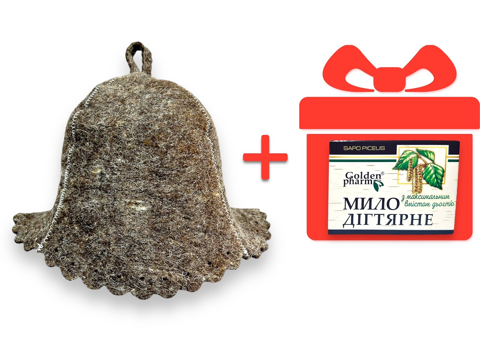 Wool Sauna Hat for Steam Bath Traditional Bell-Shaped Brown Protection Hat