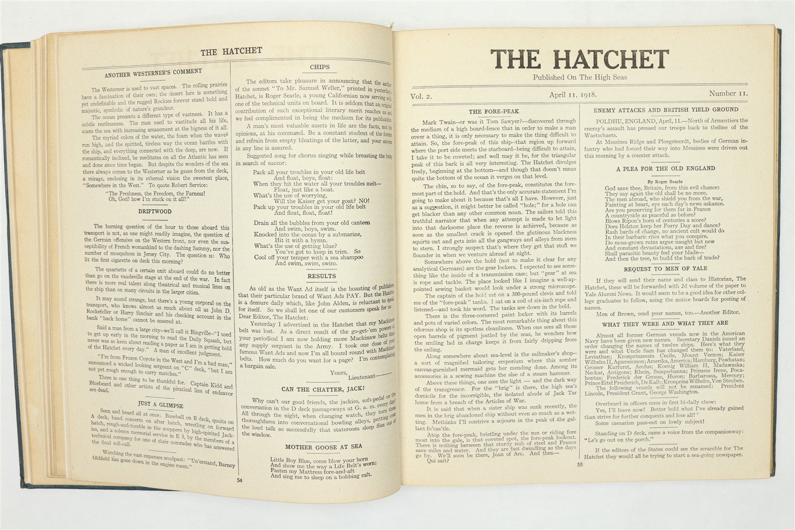 USS George Washington "The Hatchet" 1919 WWI Newsletter History Book