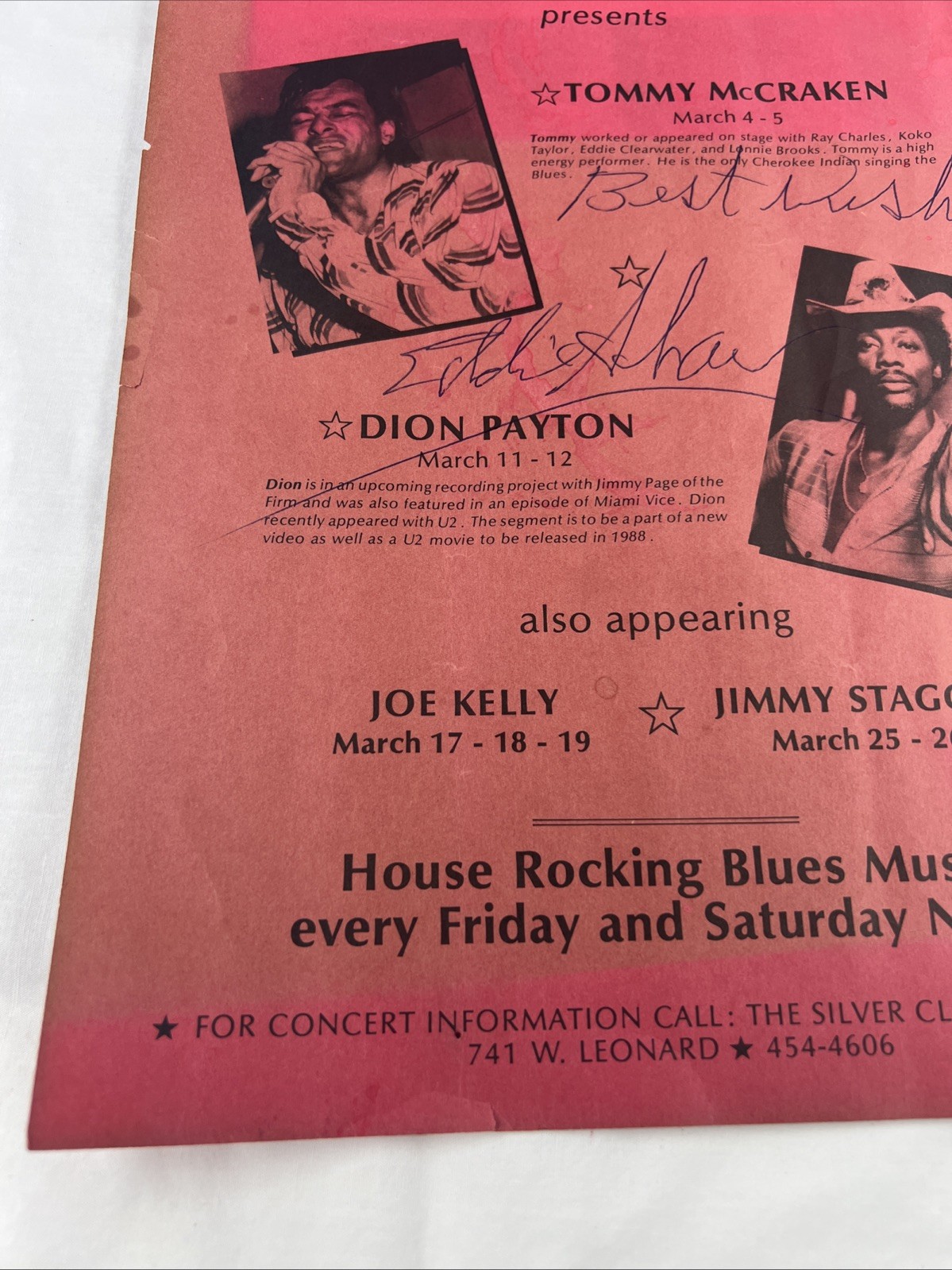 Eddie Shaw Signed Autographed Grand Rapids Premier Blues Club Paper Flyer 8.5x11