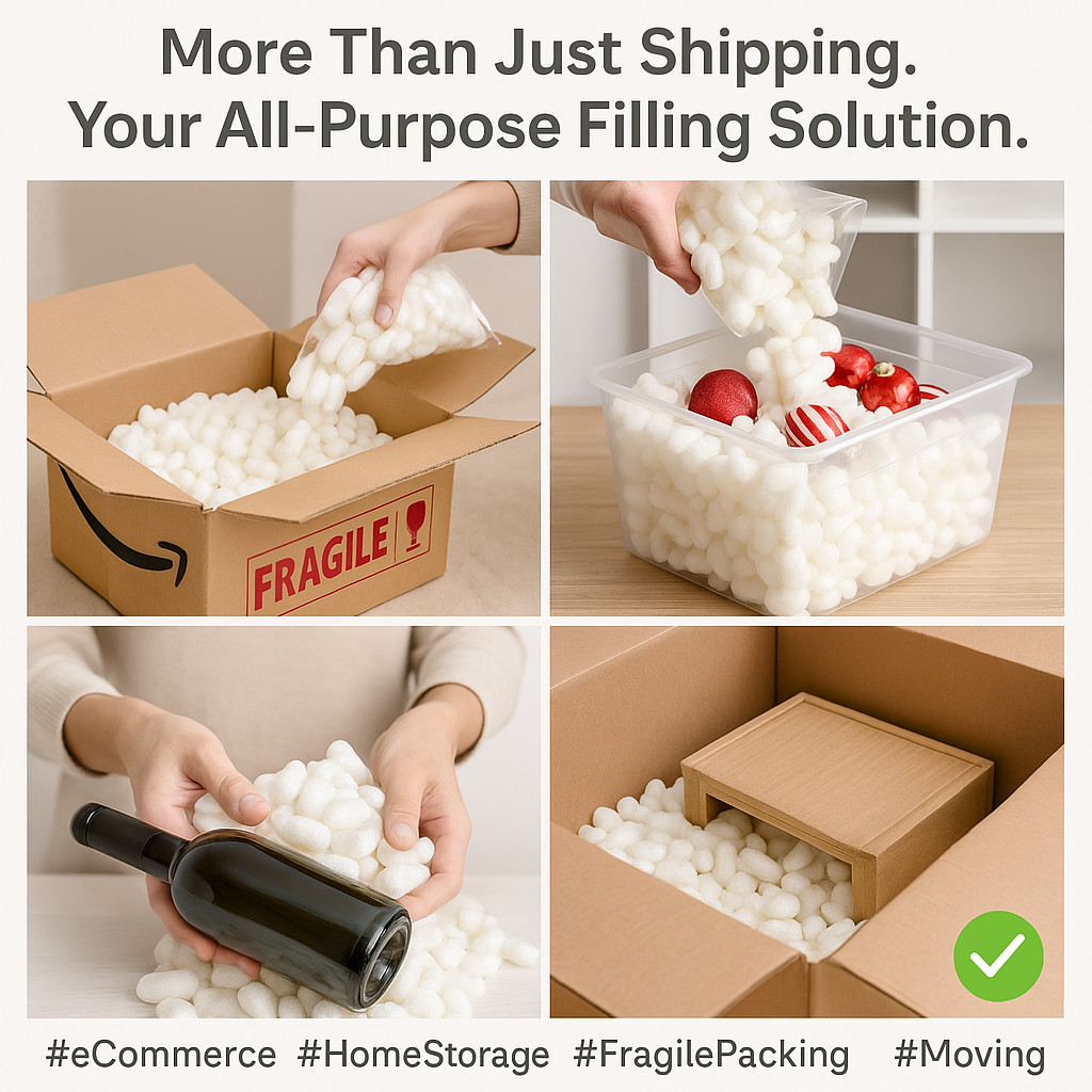 10/12/14" Biodegradable Eco-Friendly Packing Peanuts, Sustainable Shipping Fill
