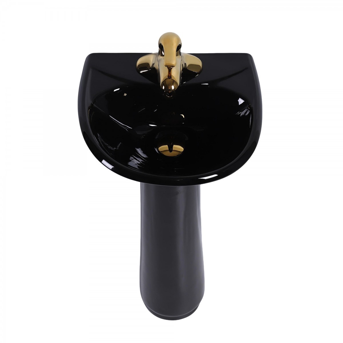 Renovators Supply Black Bathroom Pedestal Sink 4" Centers with Overflow