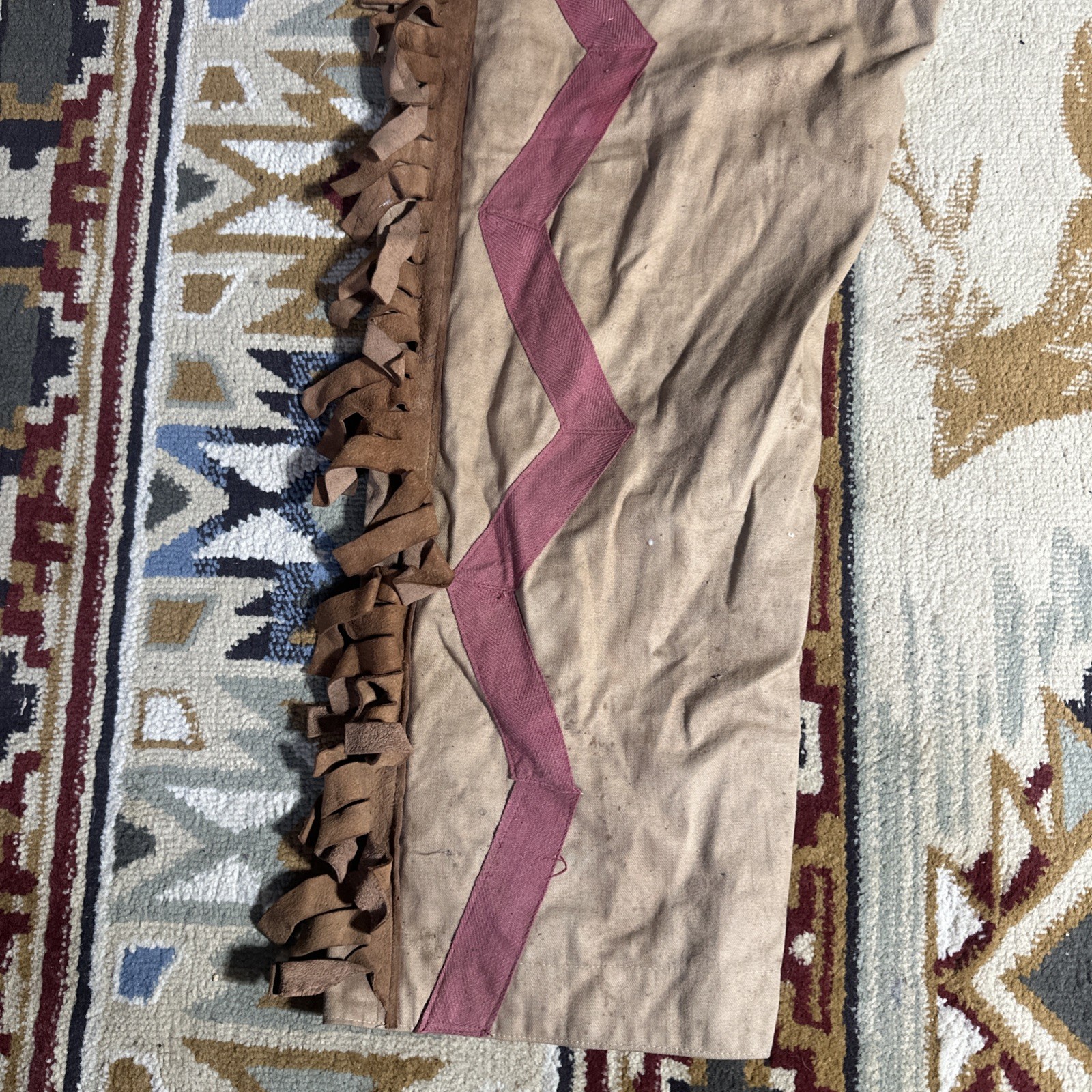 MLC Old Vintage Native American Indian Leggings Chaps With Hide Fringe