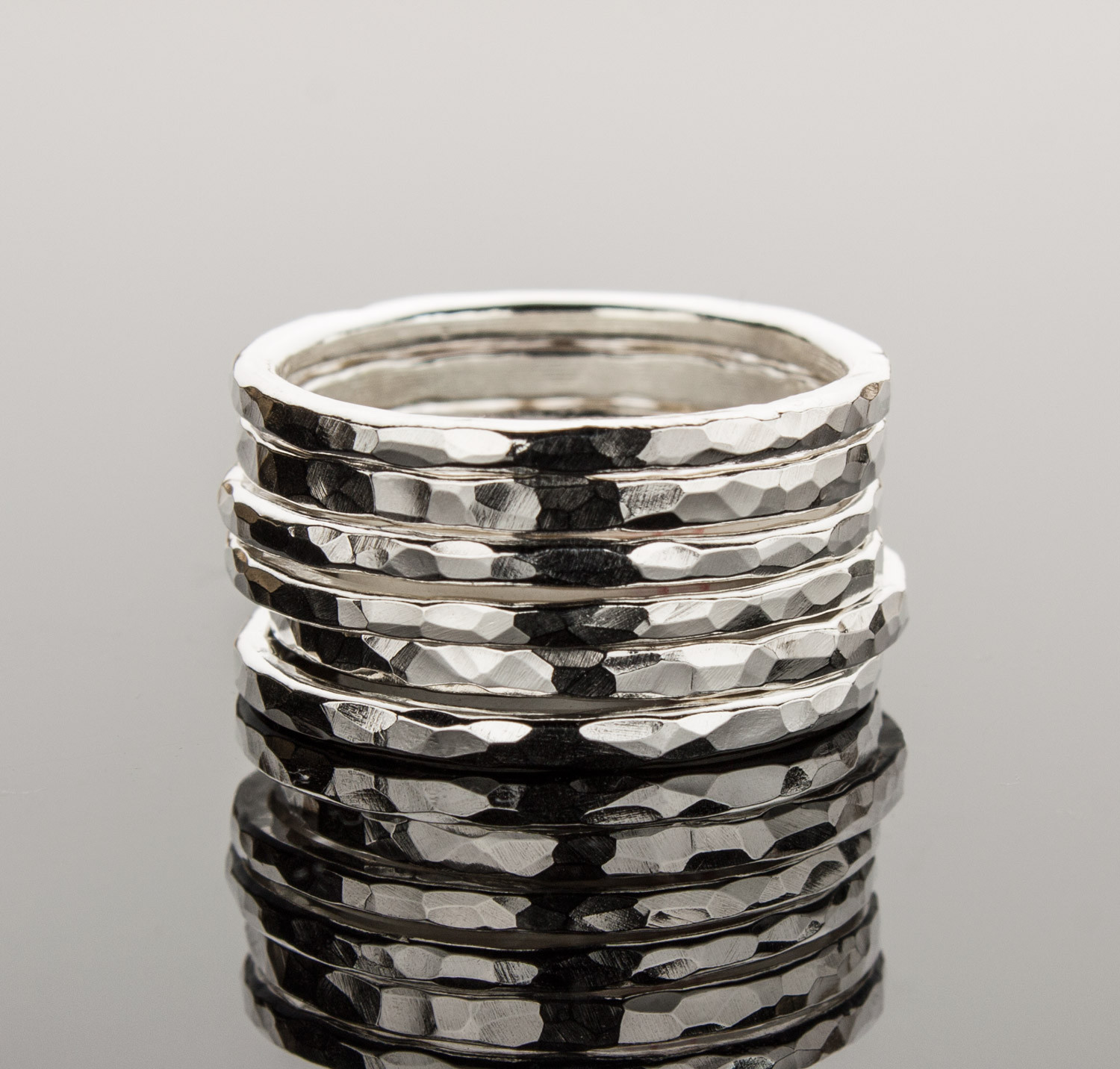 Stacking Ring .925 Sterling Silver Hammered Texture Handcrafted Ring Single Ring