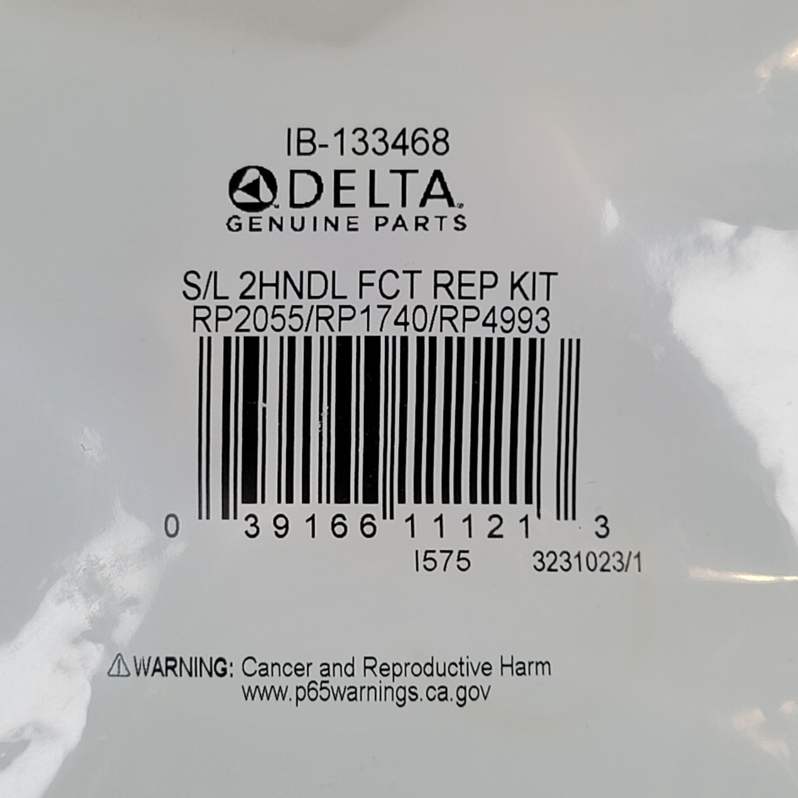 DELTA Faucet RP17400-133468 Two Handle Repair Kit Genuine Replacement Parts.
