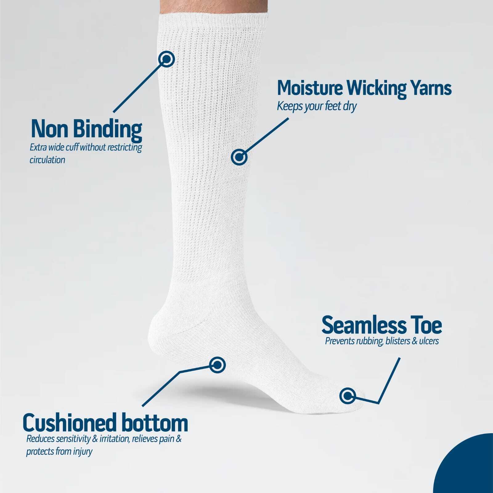 6-12Pairs Men's Diabetic Over The Calf - Knee High Compression Cotton Crew Socks