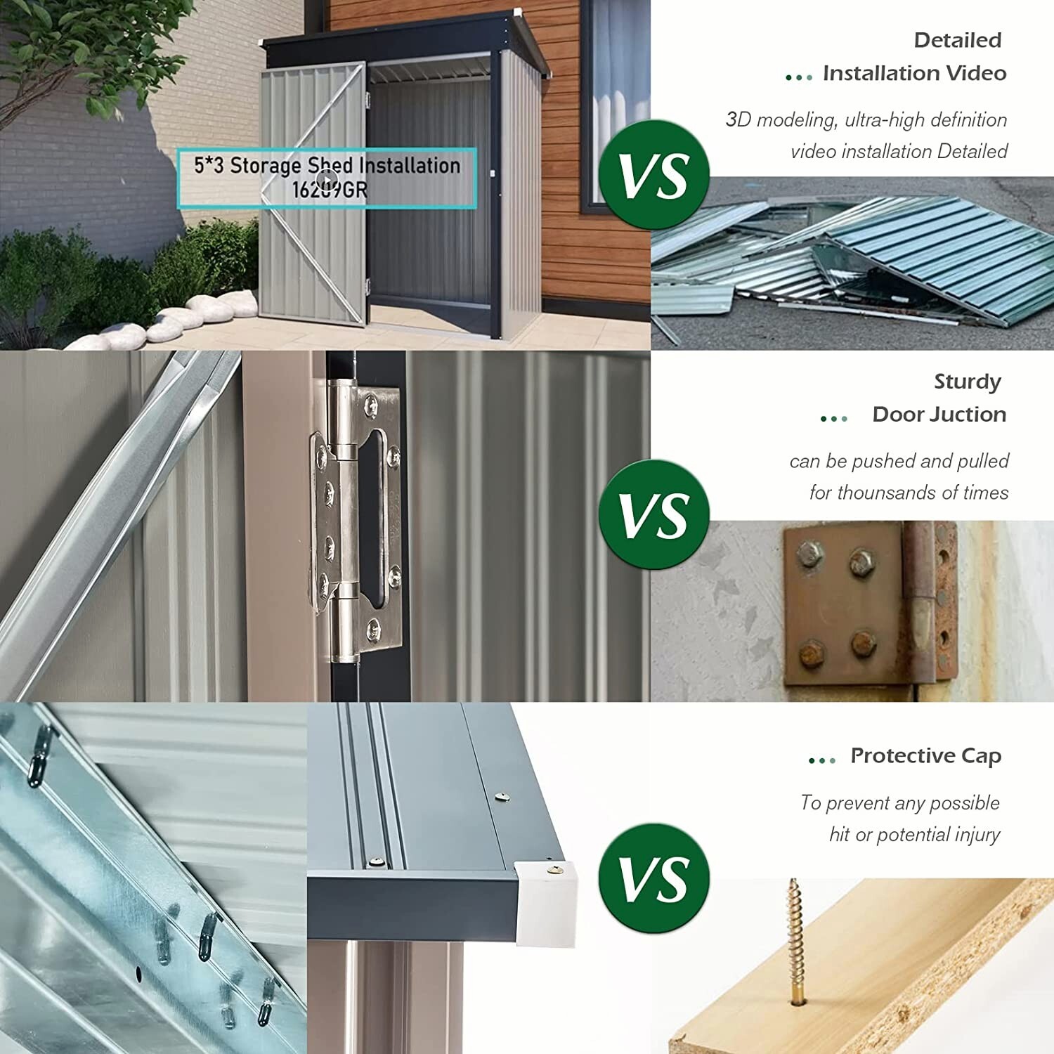 AECOJOY Outdoor Metal Storage Shed with Lockable Door