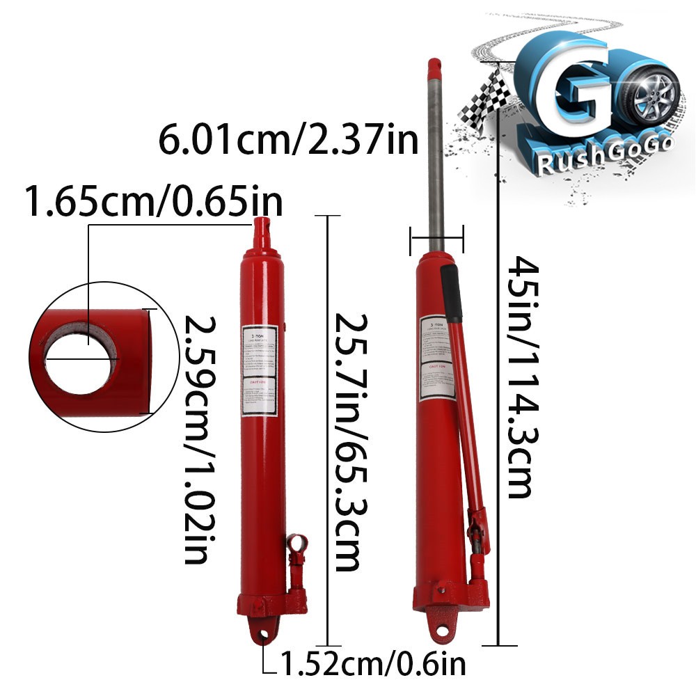 For Engine Lift Hoist Cherry Picker 3 Ton Hydraulic Long Ram Jack Manual Pump