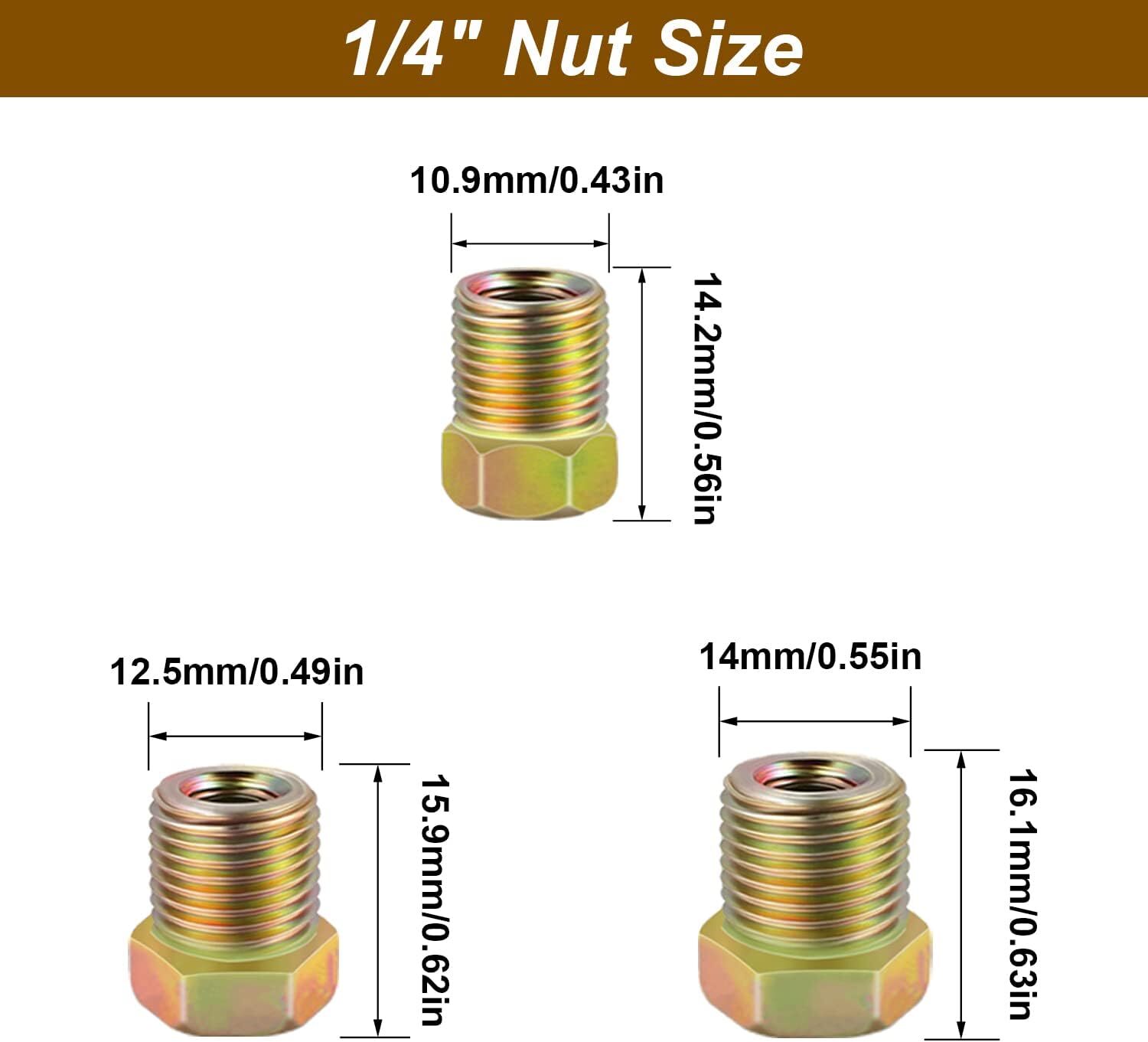 35pcs Brake Line Fitting Nuts Kit For Inverted Flares On 3/16 And 1/4 Tube