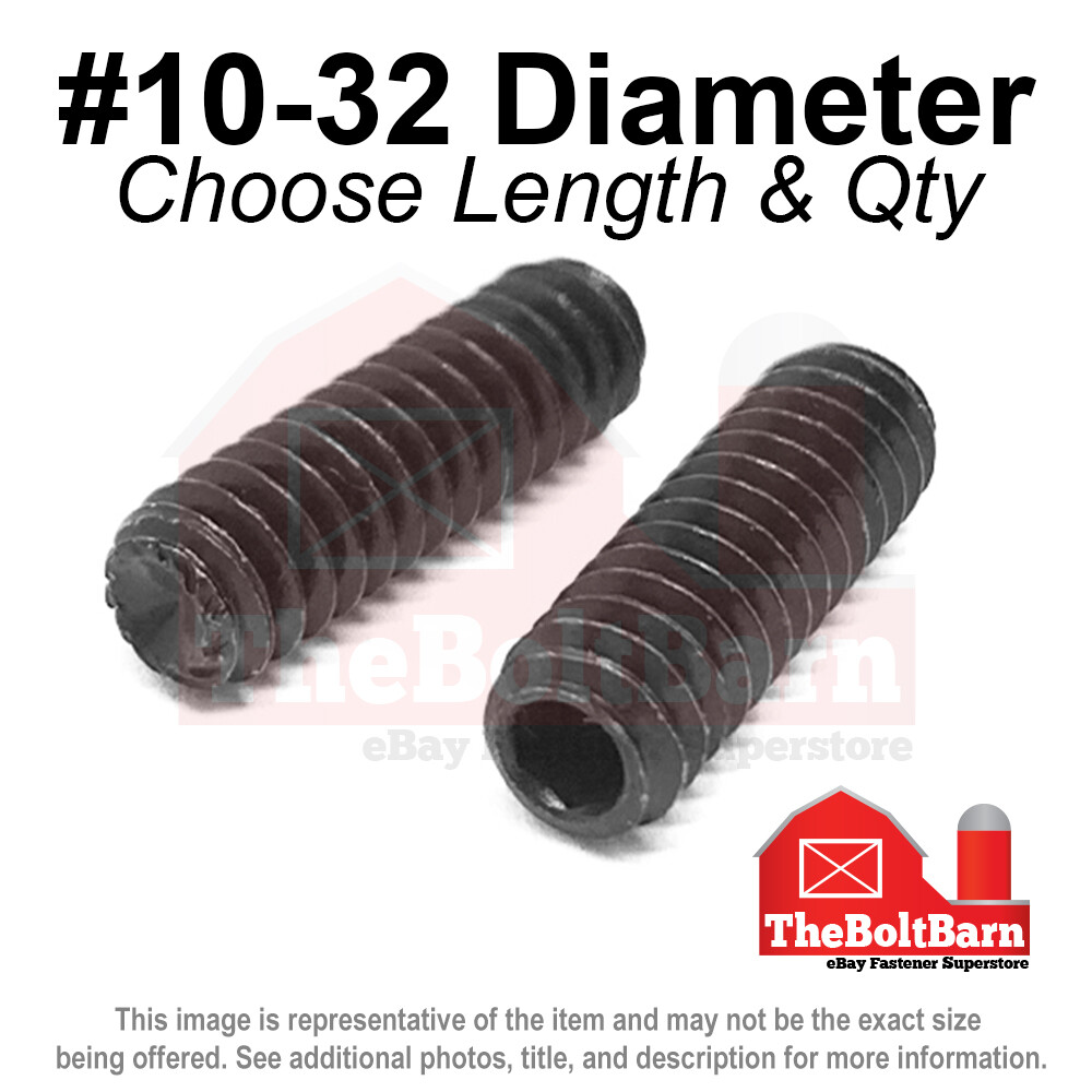 #10-32 Alloy Knurled Cup Point Socket Set Screw Fine Black Oxide (Pick Size Qty)