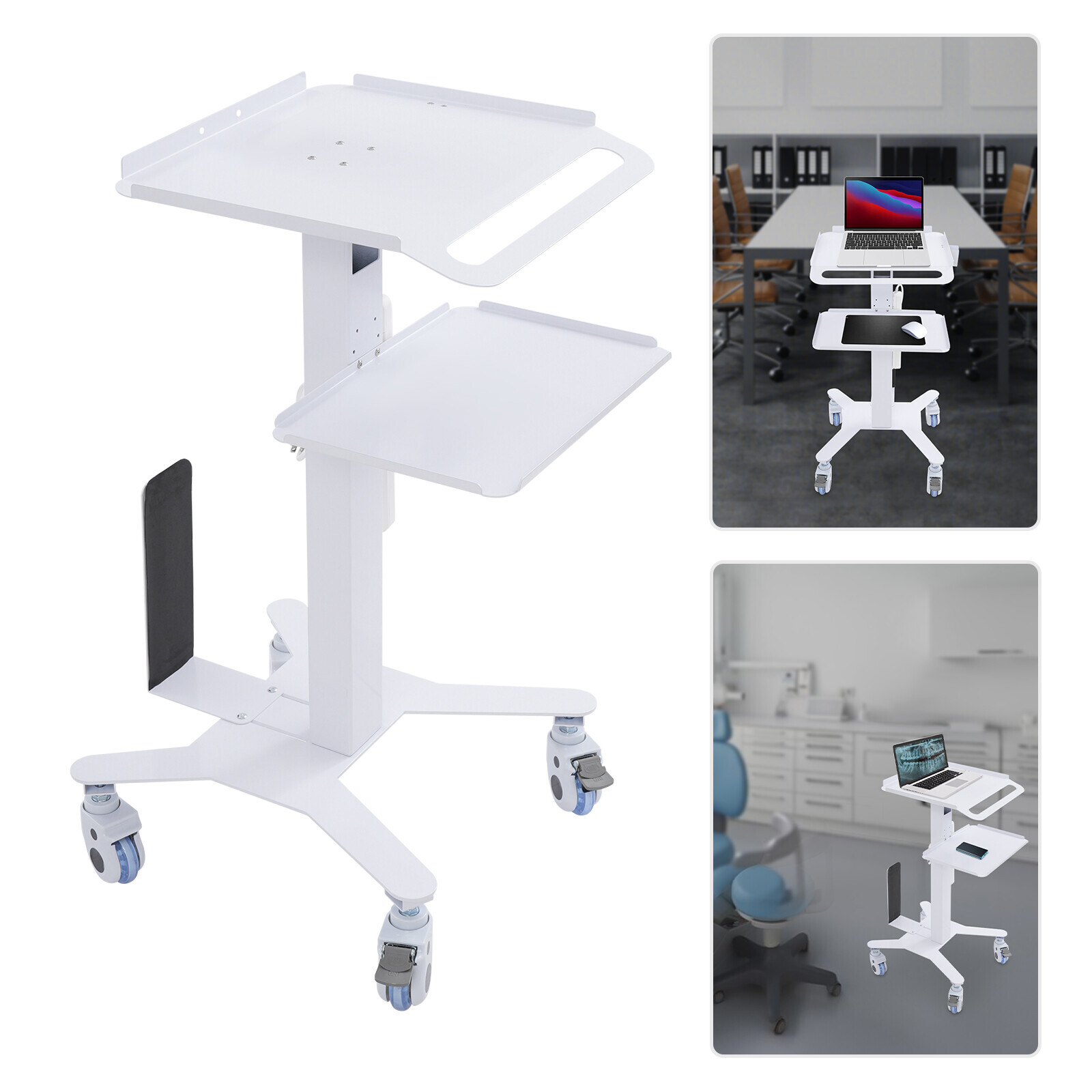 Mobile PC Cart Rolling Computer Workstation Adjustable Hospital Beauty Spa Cart