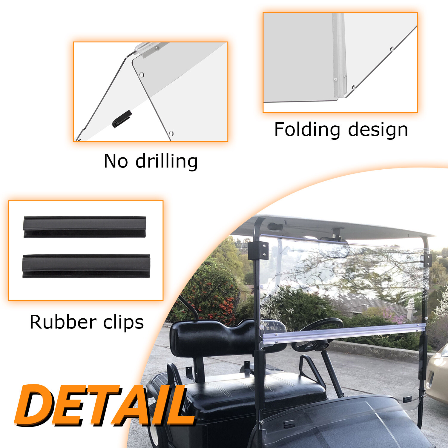 For EZGO TXT Medalist 1994-2013 14 Folding Golf Cart Windshield Clear Windscreen