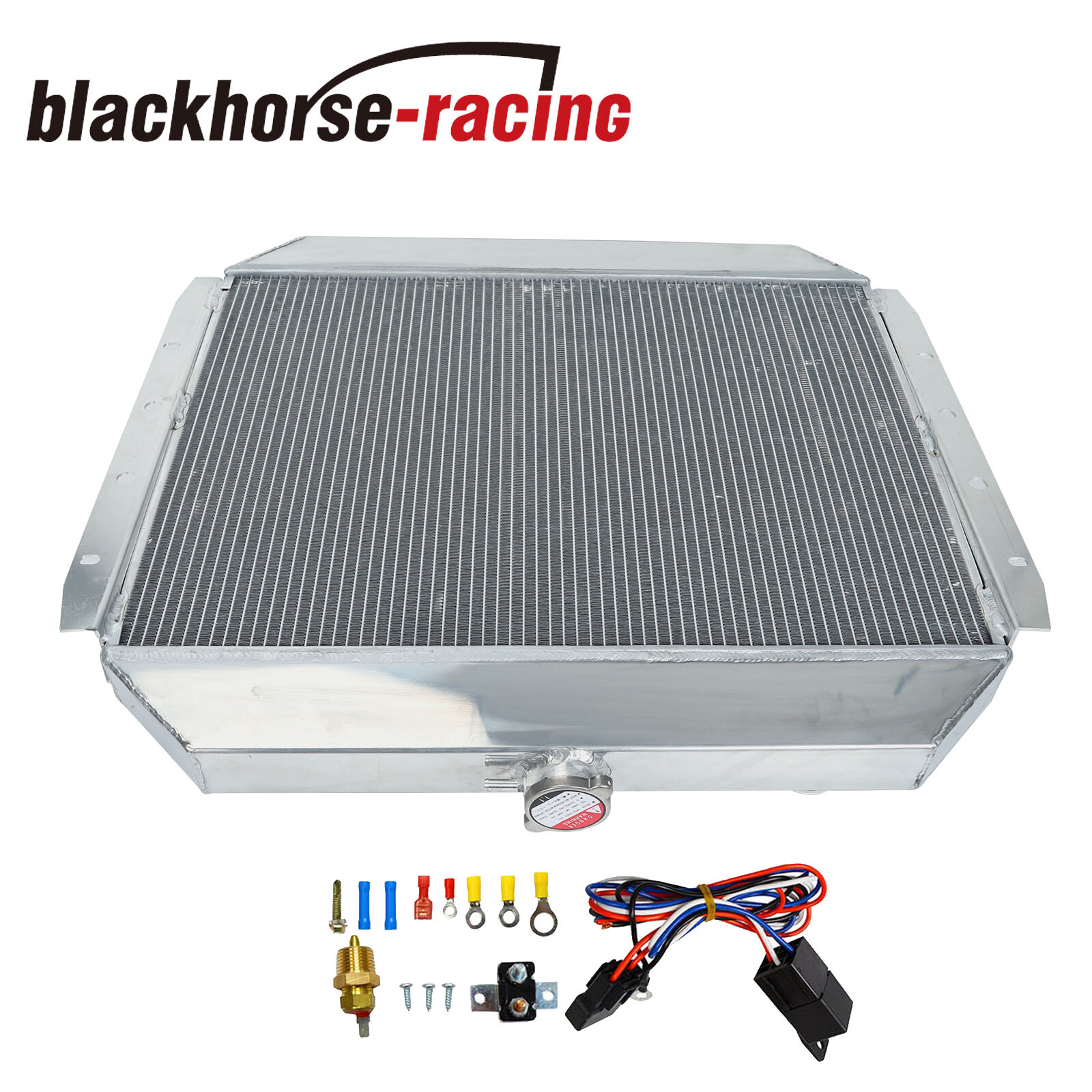 For 1966-1979 Ford F100 F150 F250 F350 Bronco V8 3 Row Radiator+Shroud Fan+Relay