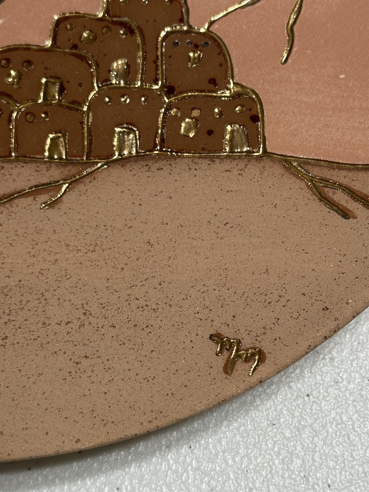 Handmade Artist Signed Native American Southwestern Scene Pottery Plate & Vase