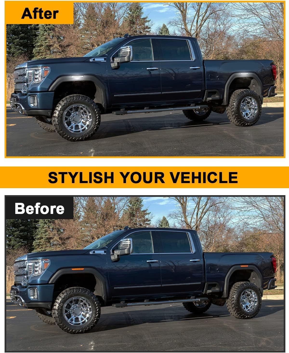 4 PCS Smoked Lens LED Side Marker Lights Replacement for Sierra 2500HD 3500HD 20