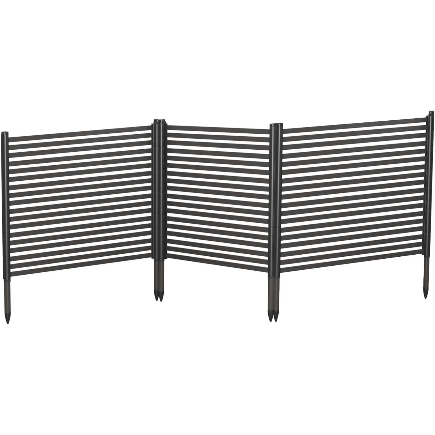 3-Panel No-Dig Metal Fence 48" High, Rustproof Privacy Screen for Patio & Pool